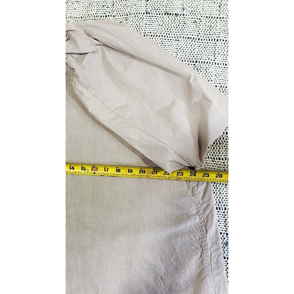 COS Women US 10 Pinstripe Cotton Tunic Blouse Balloon Sleeve Oversized Beige - Picture 7 of 10